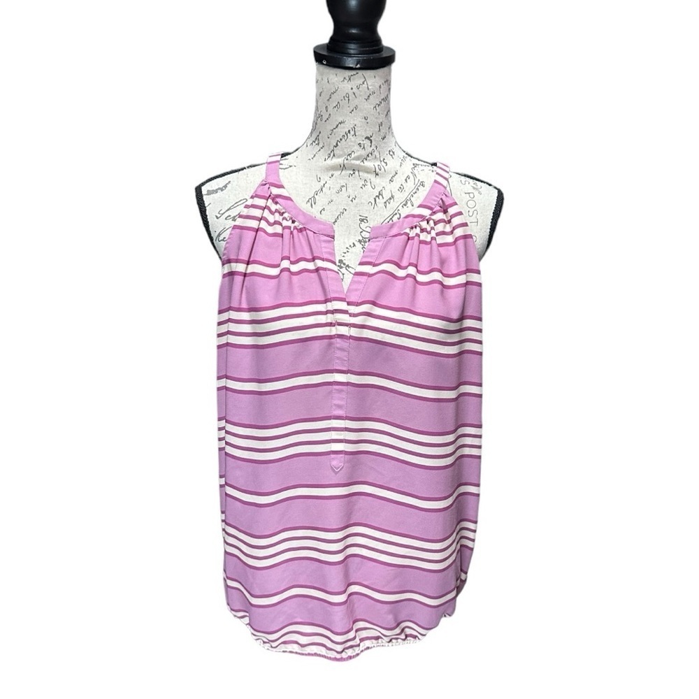 Ann Taylor Pink & Cream Stripe Camisole / Tank / Blouse Size Medium